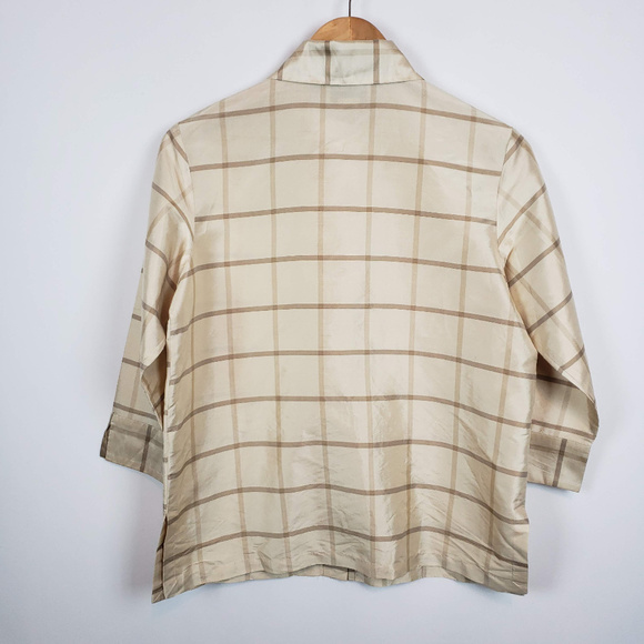 Linea Womens 3/4 Sleeve Button Front Silk Blouse - Picture 5 of 6